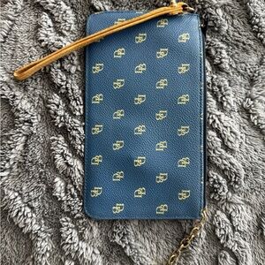 Dooney Blue Wristlet with Gold Accents